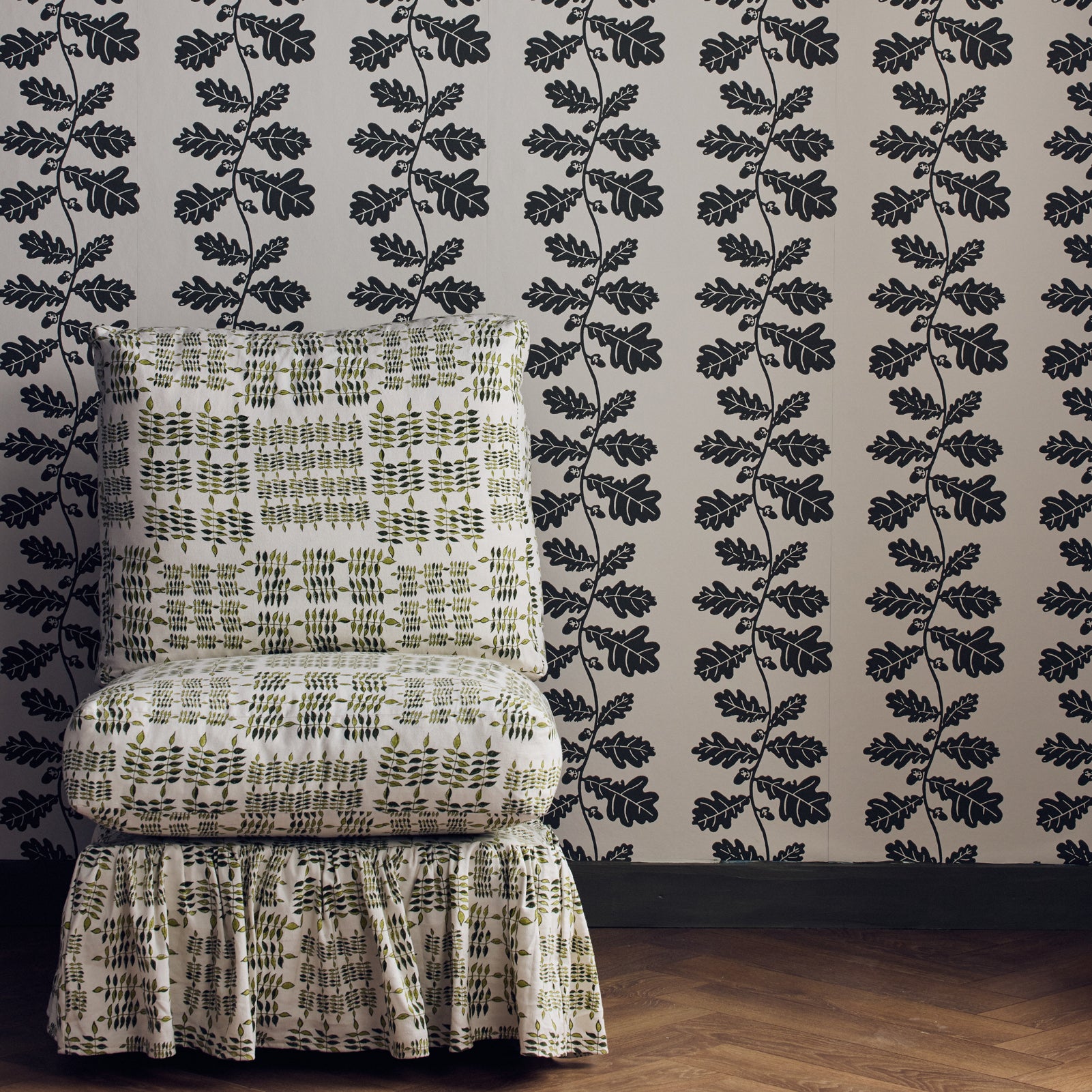 Woodland Sprig Hand Block Printed Green Cotton Table Runner - Perfect for Boho Home Decor & Farmhouse Dining Room Aesthetics