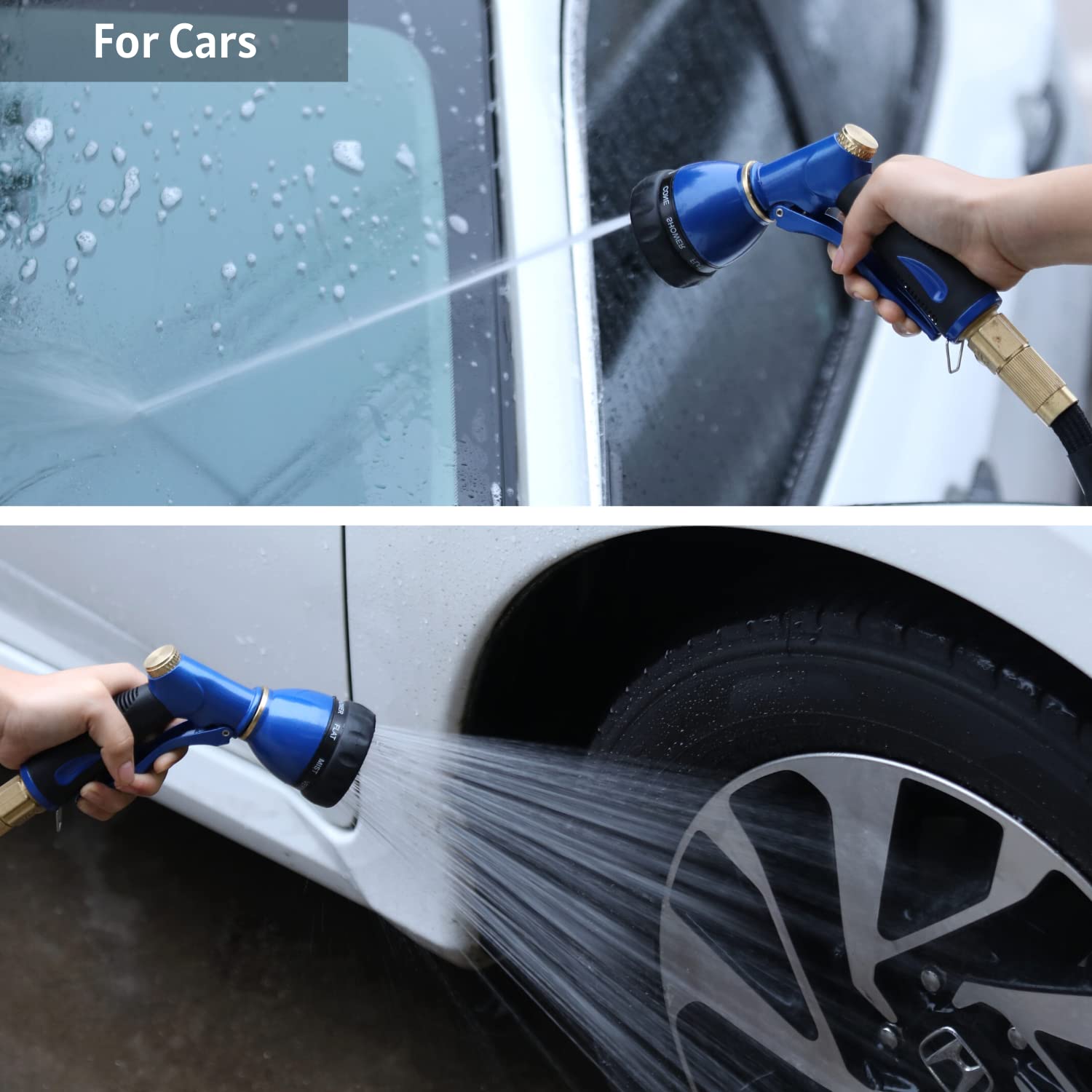 HOSUN Heavy Duty Metal Garden Hose Spray Nozzle - 8 Adjustable Spray Patterns, High Pressure Water Hose Nozzle for Plants, Lawn, Car Washing & Pet Bathing | Perfect for Gardening, Outdoor Cleaning & Household Use