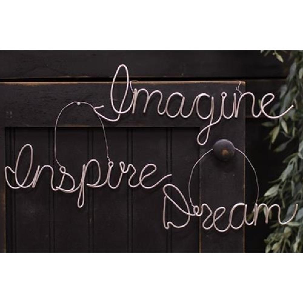 Inspire Imagine Dream Script Metal Ornament Set of 3 - Perfect for Home Decor, Wall Hanging & Gift Giving