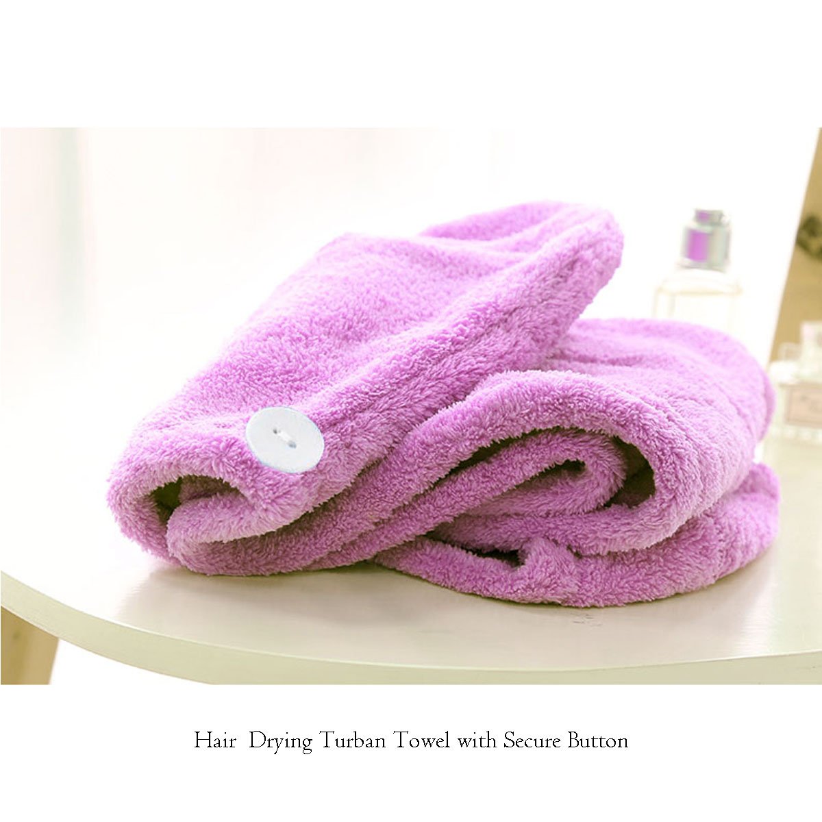 Super Absorbent Microfiber Hair Turban Towel Wrap for Women & Men - Quick Dry Hair Towel for Long & Short Hair - Reduce Drying Time (Purple) - Perfect for Salon, Spa, Gym & Home Use