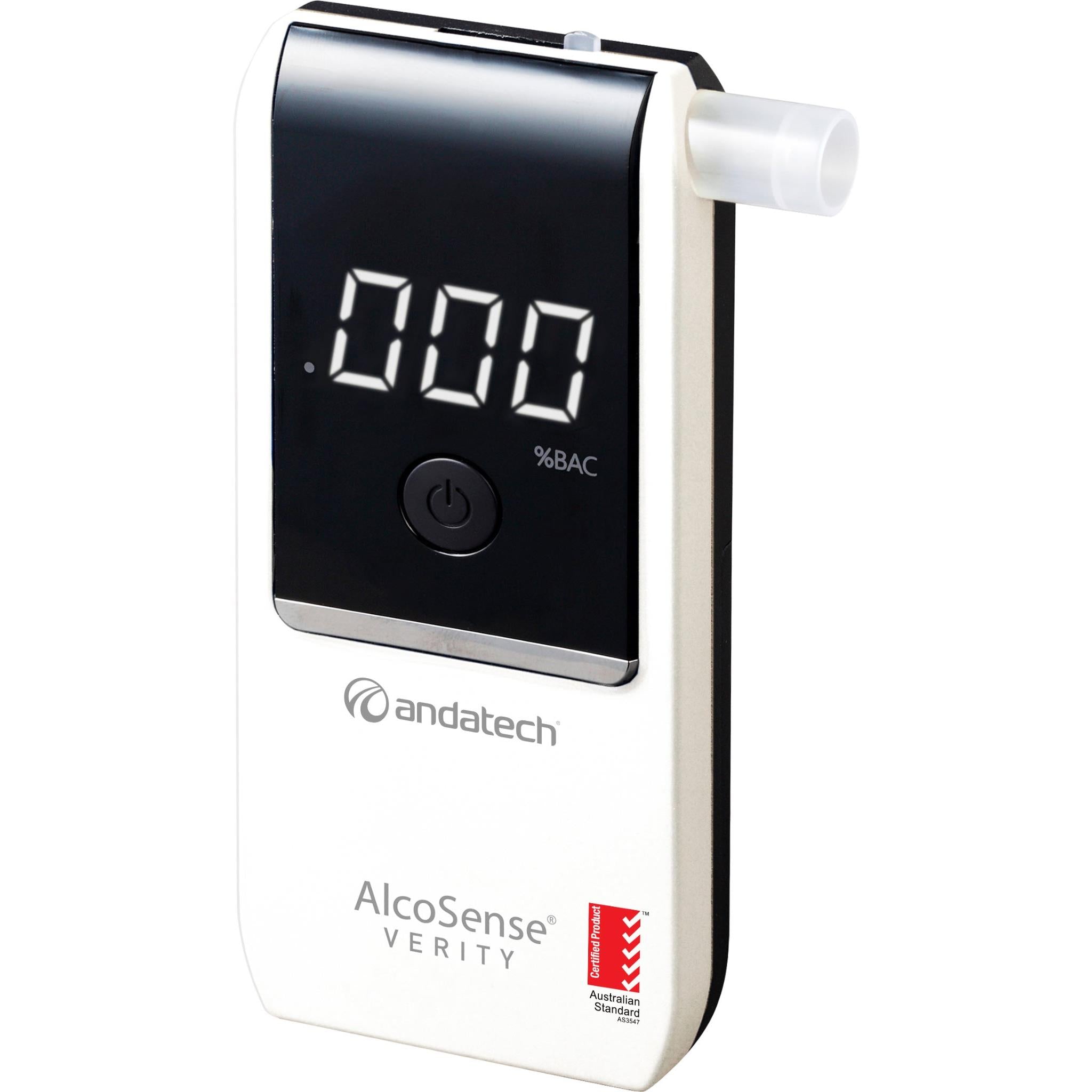 Andatech Alcosense Verity Personal Breathalyser (White) - Accurate Portable Alcohol Tester for Home, Office & Travel Use