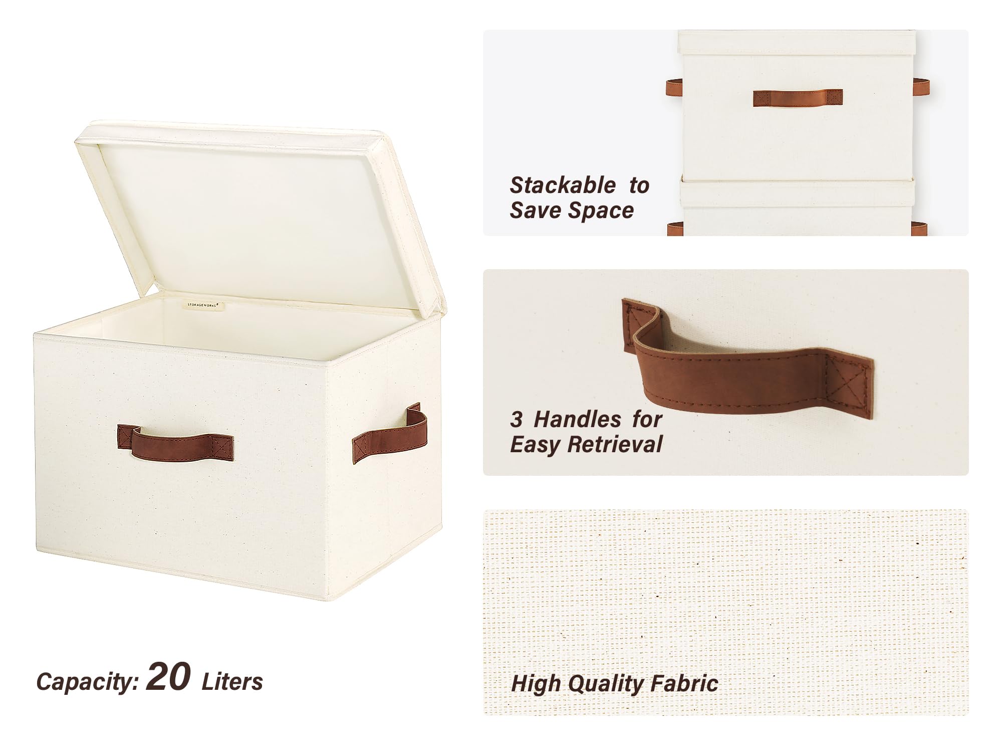 Collapsible Storage Cubes 13x13 Inch - Foldable Fabric Storage Bins with Lids & Handles for Closet Organization | Decorative Storage Boxes for Bedroom, Nursery, Office & Home Organization