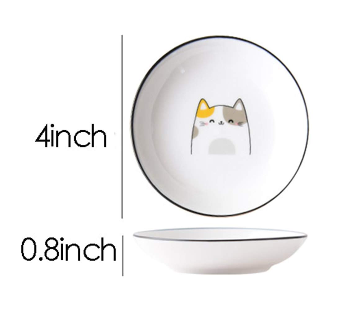 4-Piece Ceramic Cat-Shaped Condiment Dishes for Appetizers, Sauces & Seasonings - Perfect for Dinner Parties, Sushi, and Small Bites Serving