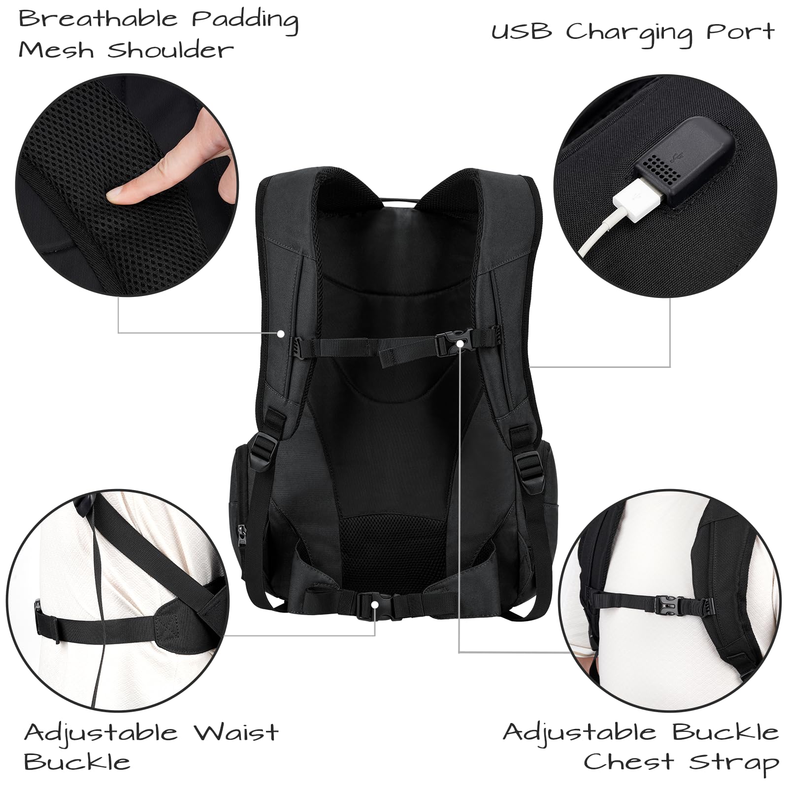 Ronyes Skateboard Backpack with USB Charging Port - 17.3 Inch Laptop Backpack for Skateboarding, Basketball & Travel | Durable Sports Bag for Longboards & Daily Commute | Perfect for School, Gym & Outdoor Adventures (Black)