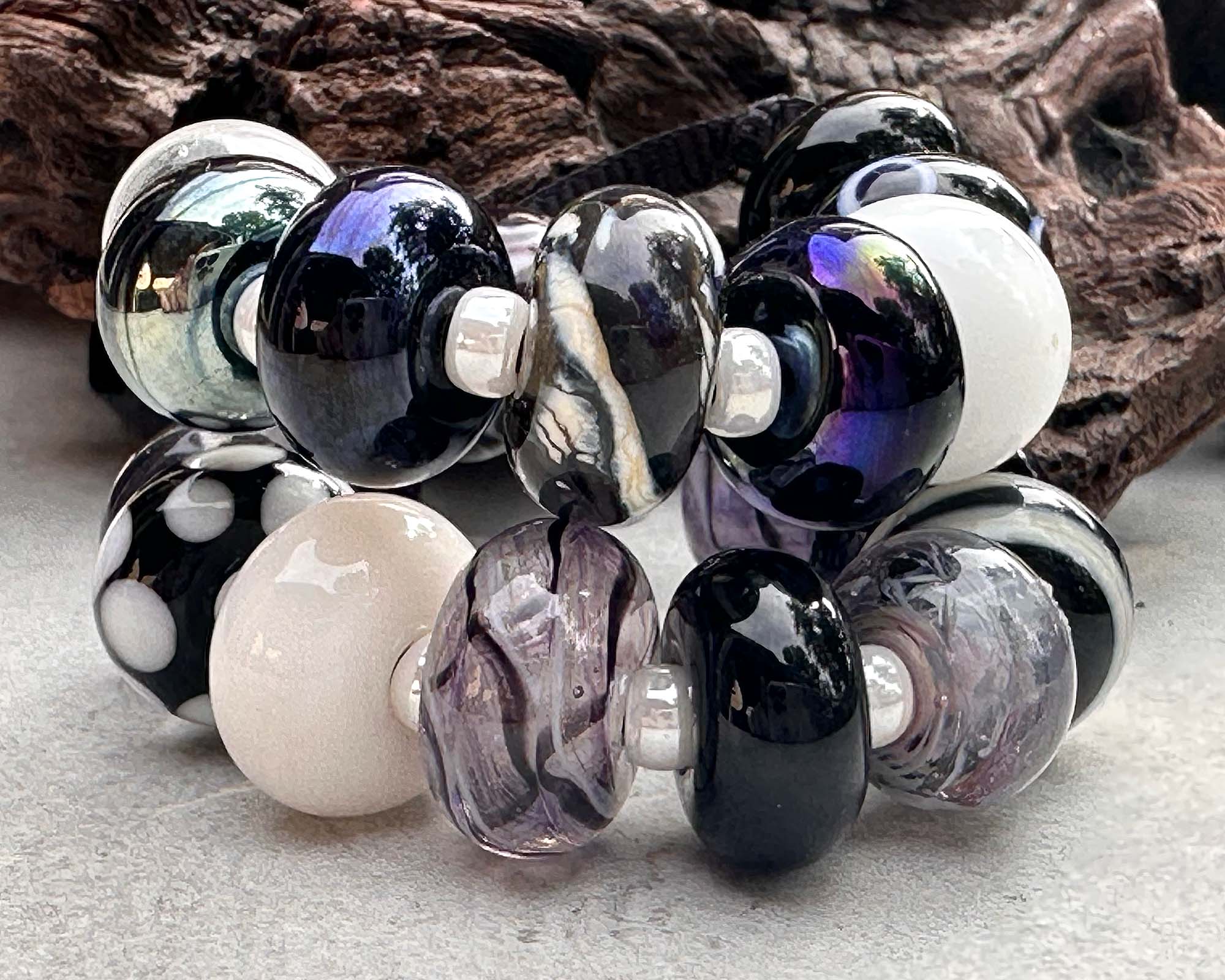 21pcs Black Orphan Lampwork Glass Beads Set for Jewelry Making - DIY Bracelets, Necklaces, and Craft Projects (SRA Certified)