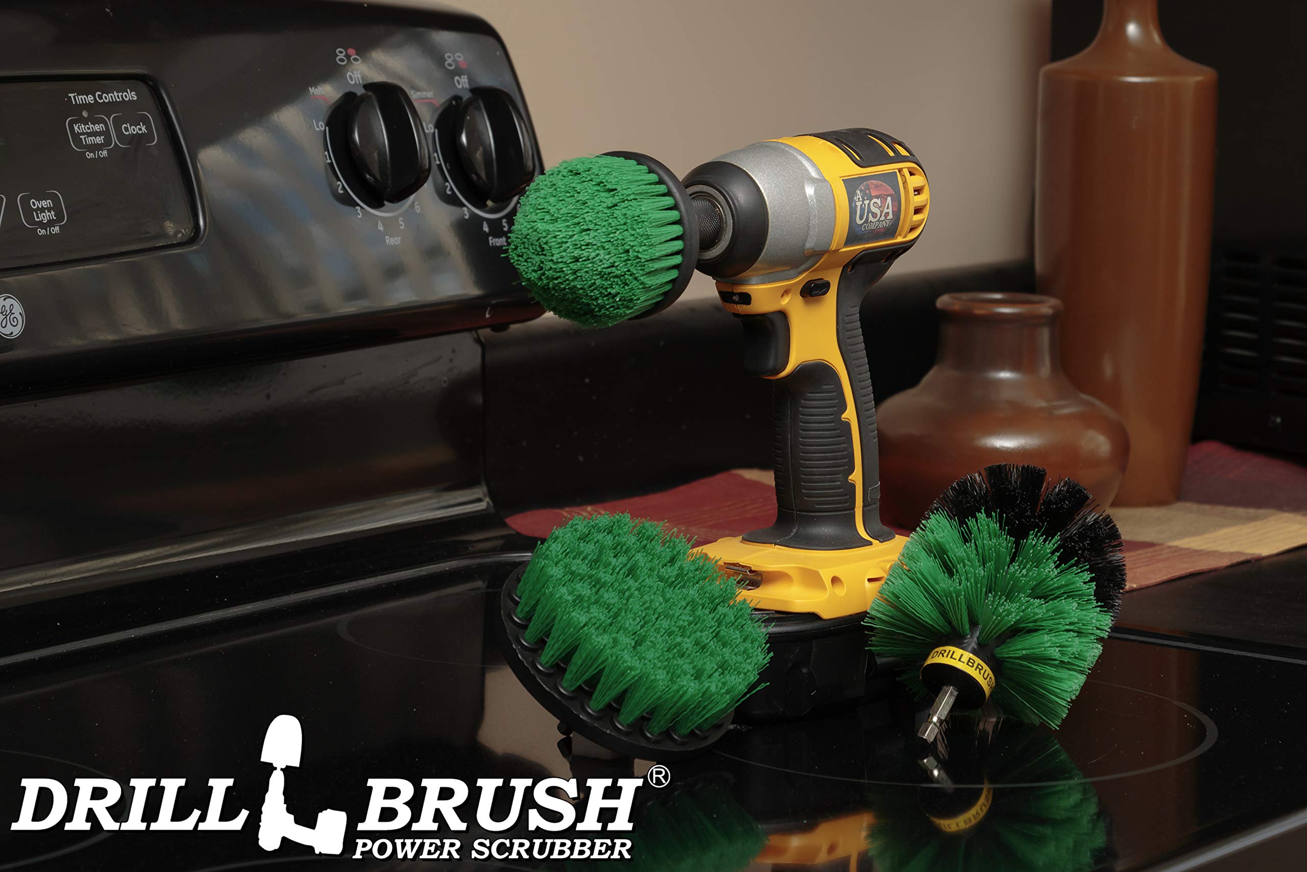 Best Kitchen Cleaning Supplies Set - Heavy Duty Scrubbing Brushes for Stove, Oven & Fridge - Drill Powered Cleaning Kit with Stove Top Cleaner - Essential Home Kitchen Accessories for Deep Cleaning & Stain Removal - Perfect for Daily Kitchen Maintenance, Tough Grease Removal & Appliance Cleaning
