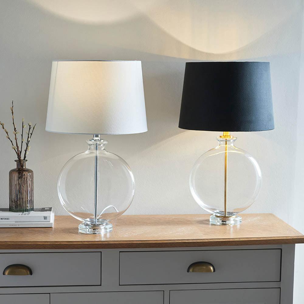 Endon Gideon 1 Light Polished Nickel Table Lamp - Modern Bedside Lighting for Bedroom, Living Room & Office Decor