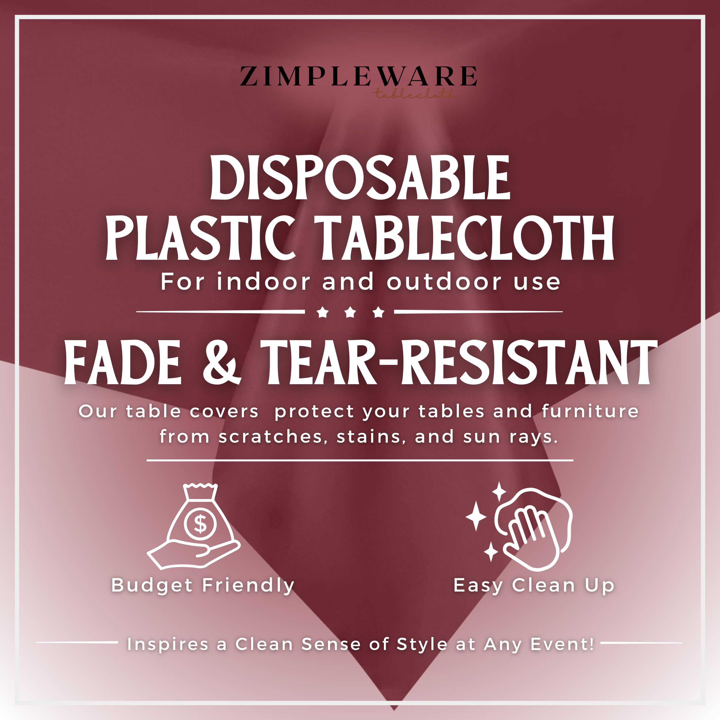 Premium Burgundy Disposable Plastic Tablecloth (6-Pack) - 54