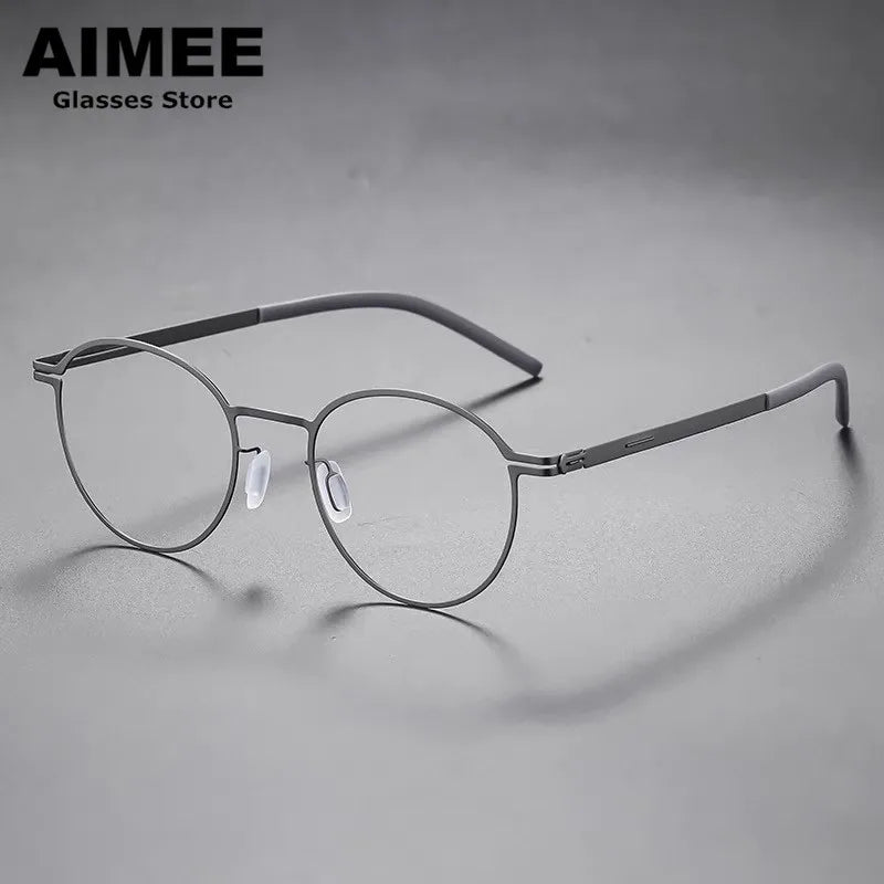 Aimee Unisex Full Rim Square Screwless Steel Eyeglasses Frame 61499 - Lightweight Durable Glasses for Men & Women - Perfect for Reading, Work, and Everyday Use