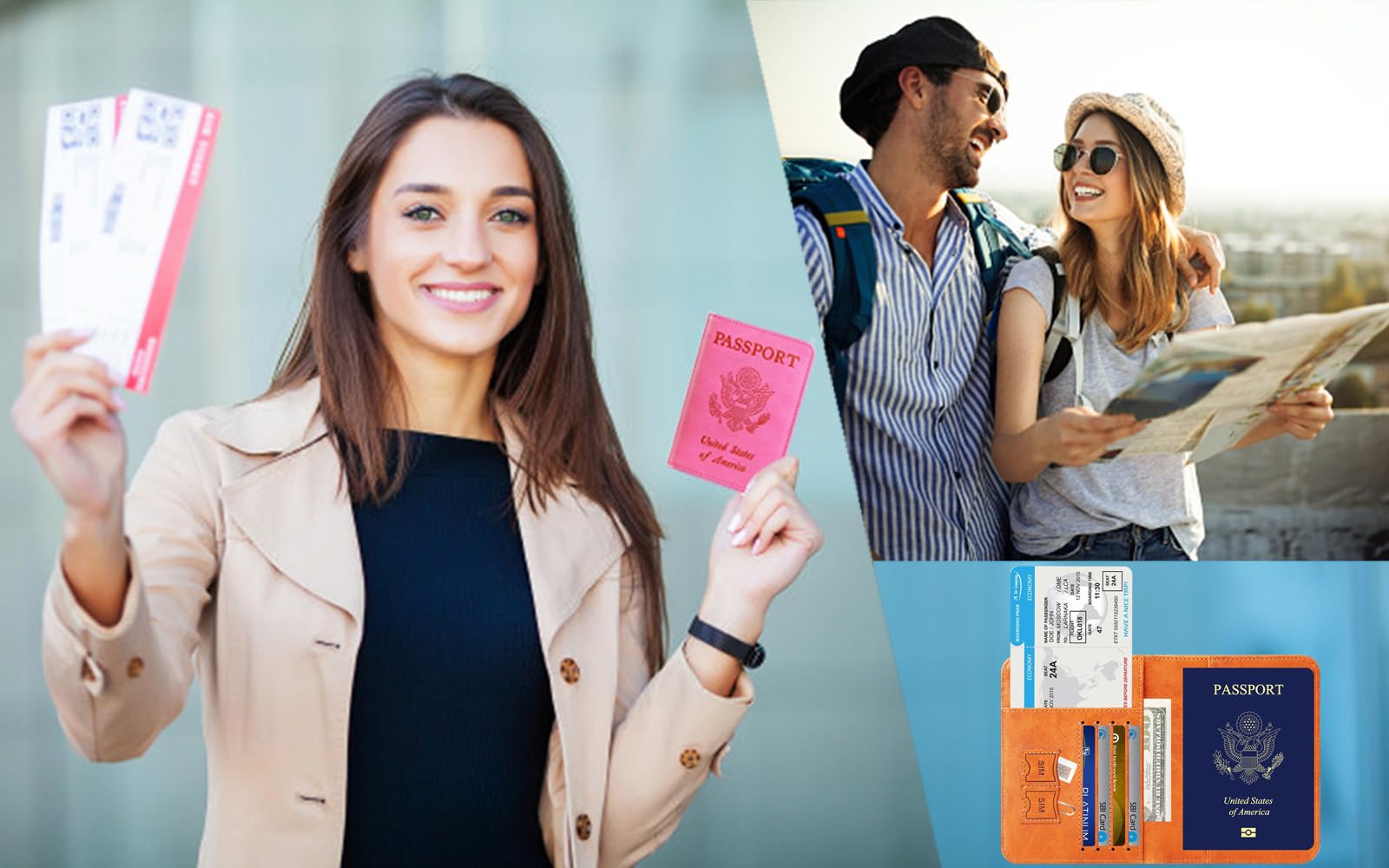 Premium RFID Blocking Leather Passport Holder & Travel Wallet - Secure Travel Essentials for Women & Men (101# Blue) - Perfect for International Trips, Business Travel & Vacation Accessories