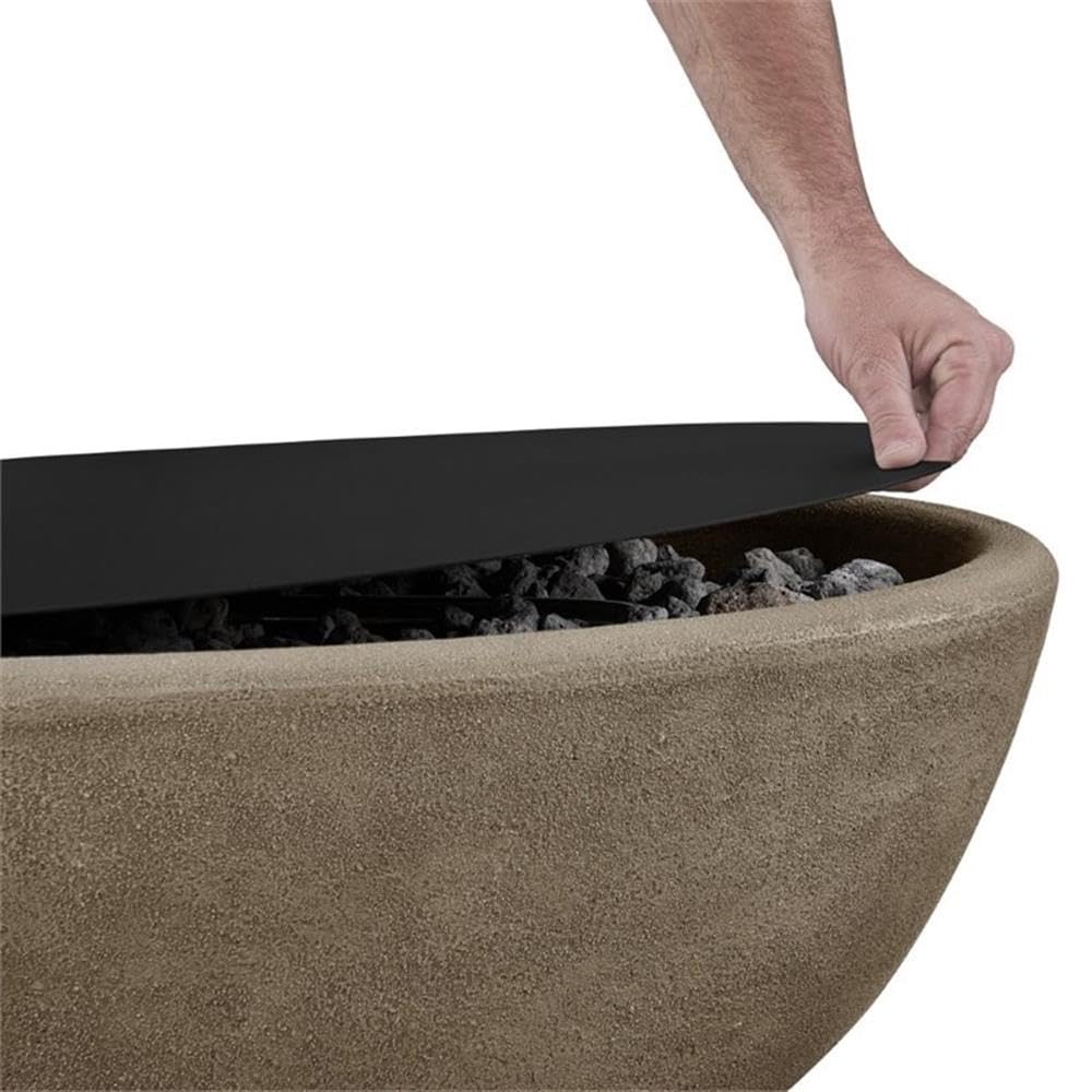 Bowery Hill Modern Black Powder Coated Steel Oval Trash Can Lid - Durable Outdoor & Indoor Waste Bin Cover for Kitchen, Bathroom, Patio