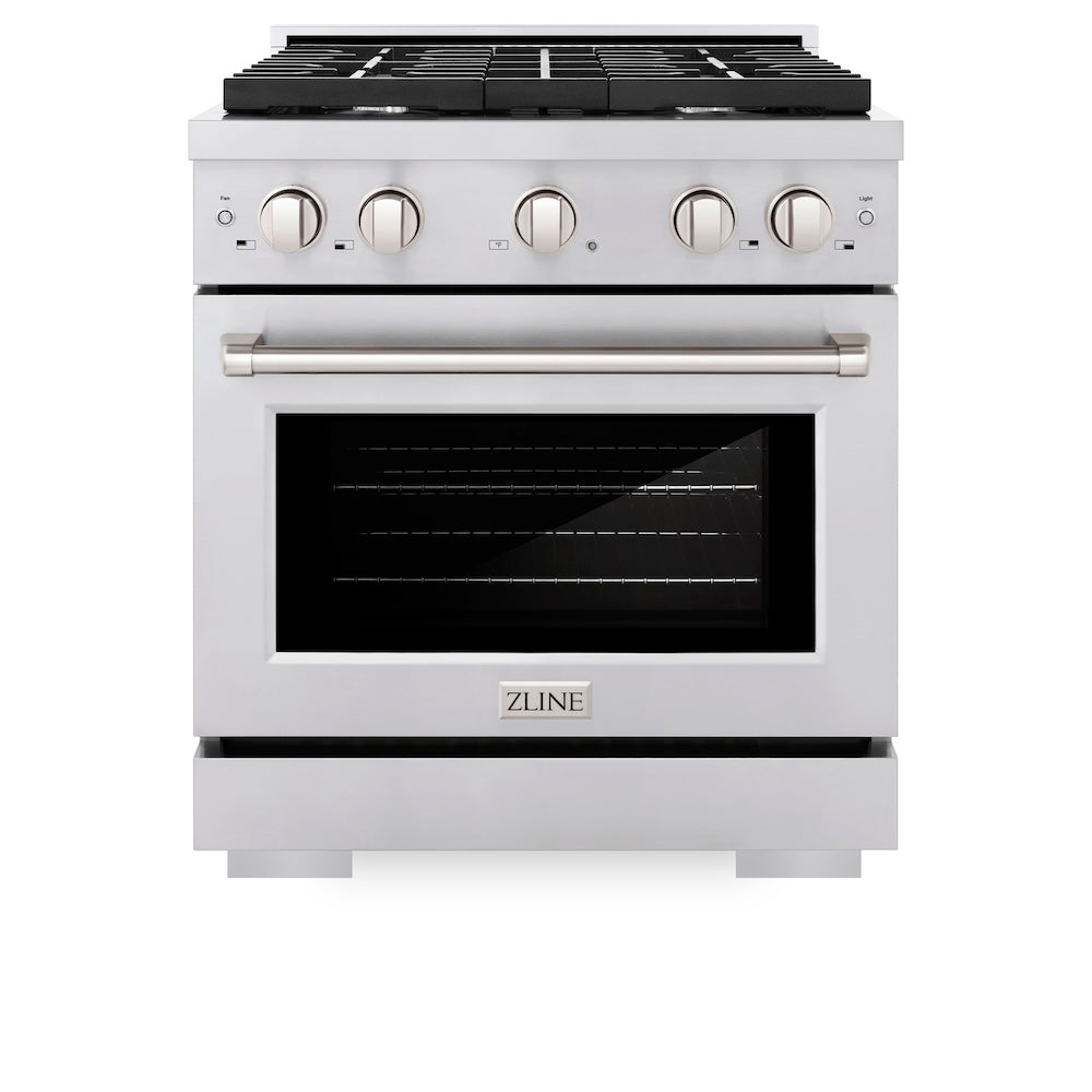 ZLINE 30 Inch 4.2 Cu Ft Stainless Steel Dual Fuel Range - 4 Burner Gas Cooktop & Electric Convection Oven (Model SDR30) | Perfect for Modern Kitchens, Home Chefs & Professional Cooking