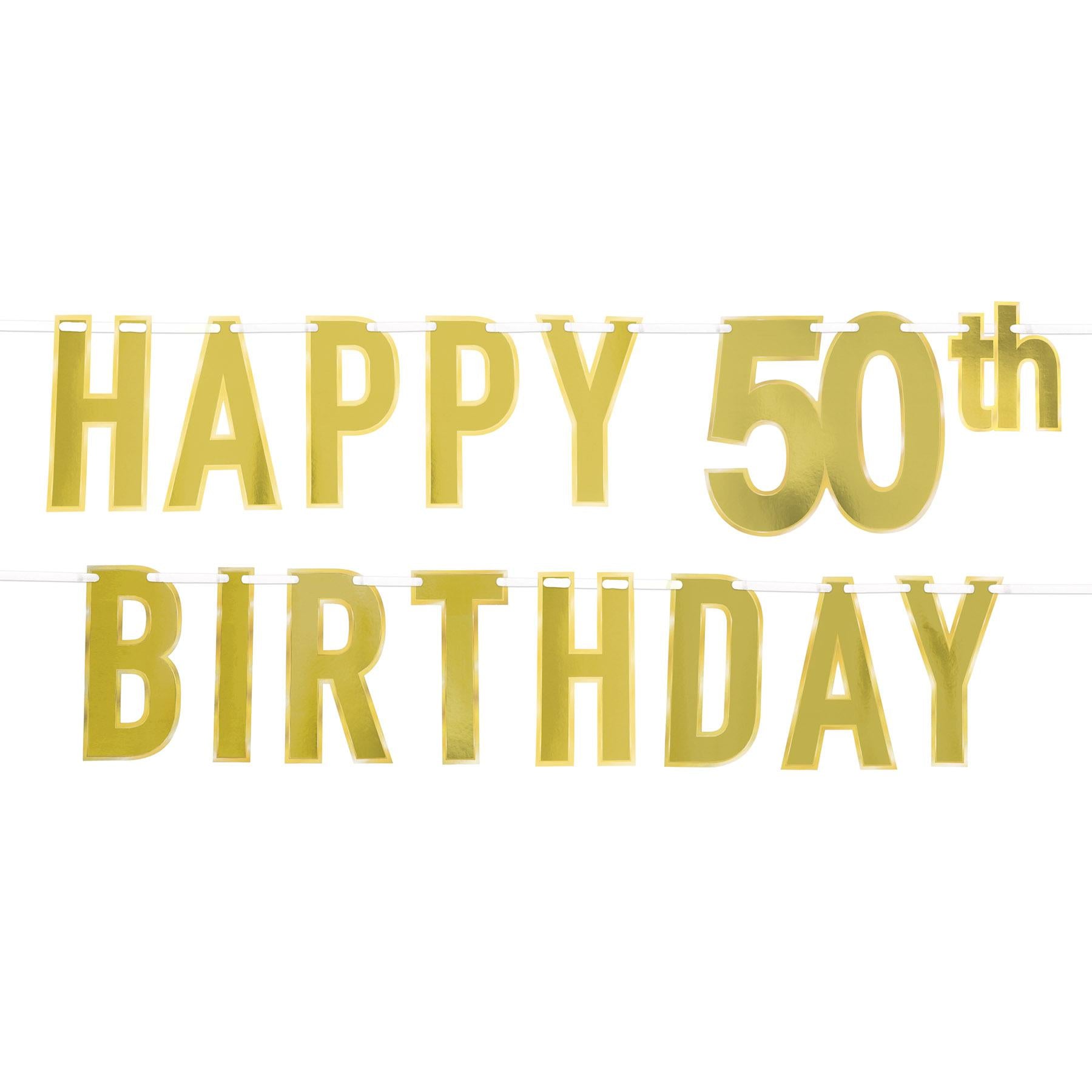 12 Pack Beistle Foil Happy 50th Birthday Party Streamers - Gold & Silver Decorations for Anniversary Celebrations, Retirement Parties & Milestone Events