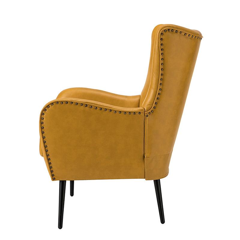 Stylish Shepherd Wingback Vegan Leather Armchair - Modern PU Leather Accent Chair for Living Room, Bedroom & Office - Comfortable Mid-Century Design with Optional Types