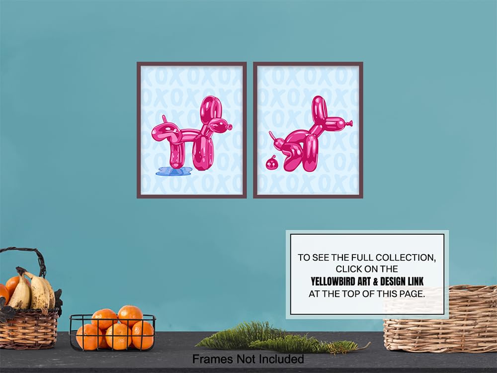 Trendy Pink & Blue Bathroom Wall Art Set - 11x14 Modern Preppy Decor for Men & Women - Funny Aesthetic Bathroom Accessories - Perfect for Pop Art Style Bathrooms, Guest Baths & Teen Room Decor