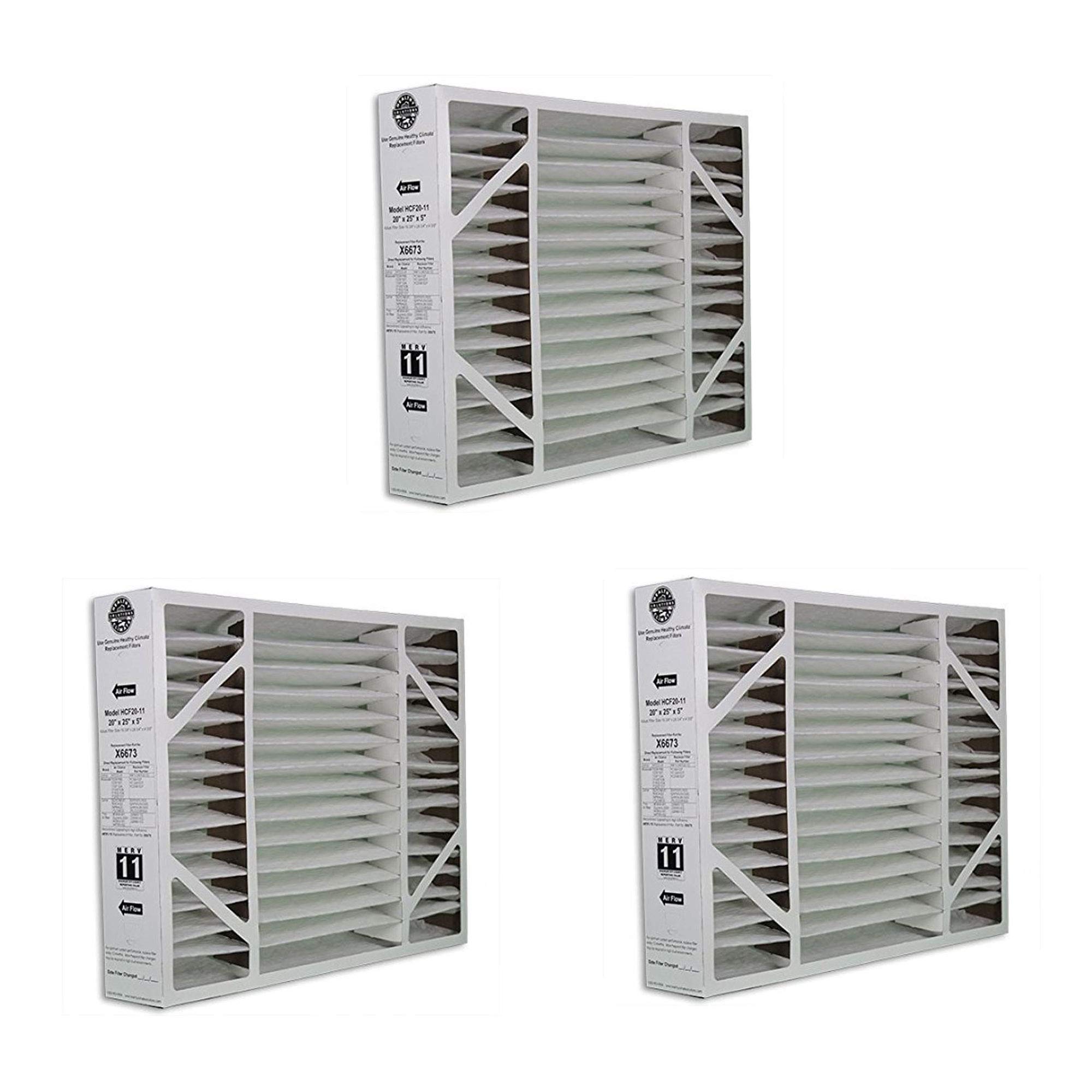 Lennox X6673 20x25x5 MERV 11 Air Filter Replacement (3 Pack) - HC11 Compatible for Healthy Home Air Purification - Ideal for Allergies, Pets, and HVAC Systems