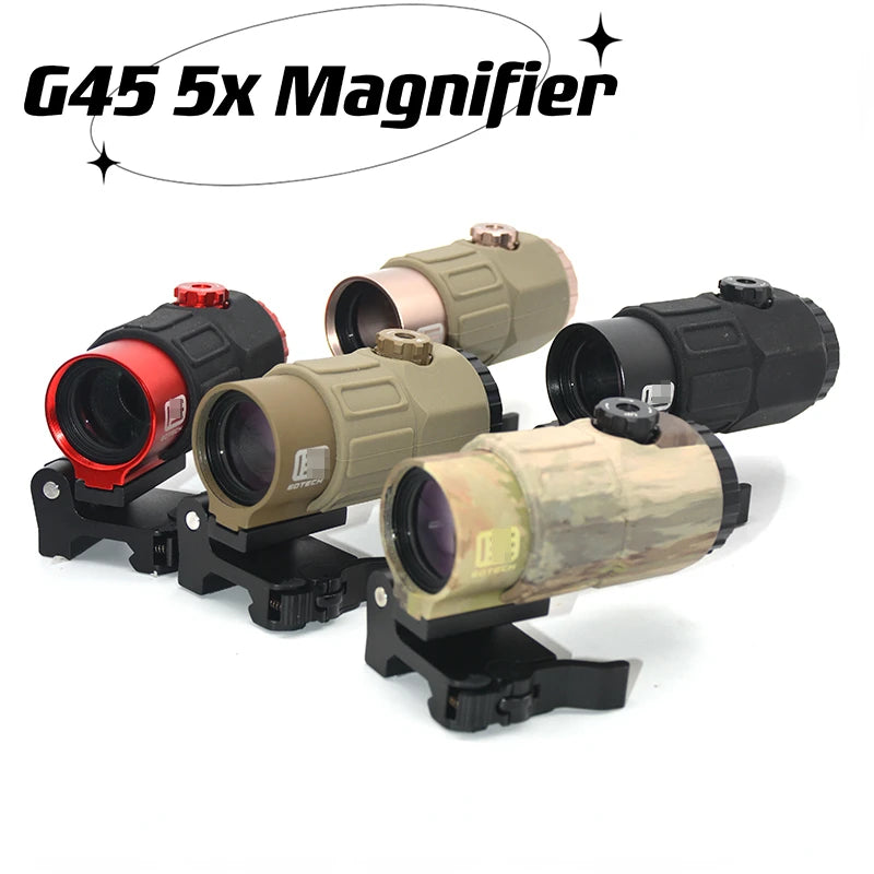 Tactical G33 G43 3X Magnifier Sight Scope & G45 5X Magnifier - Flip to Side Mount for 558 556 553 Holographic Reflex Red Dot Sights - Perfect for Hunting, Shooting Range & Tactical Training