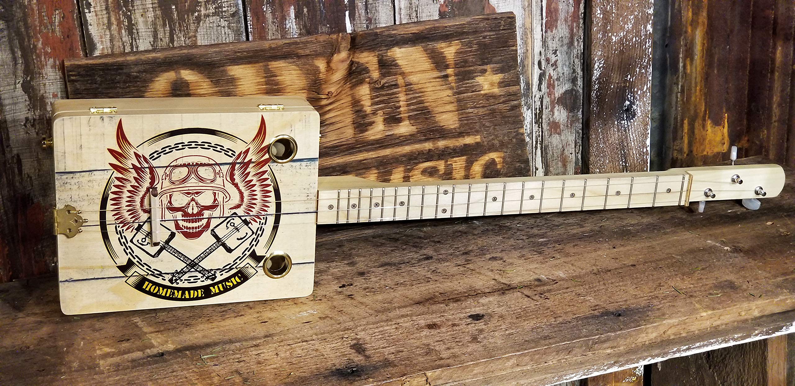 3-String Acoustic-Electric Cigar Box Guitar | Handmade in USA | Unique Blues & Folk Instrument for Beginners & Professionals | Perfect for Campfires, Jam Sessions & Home Recording