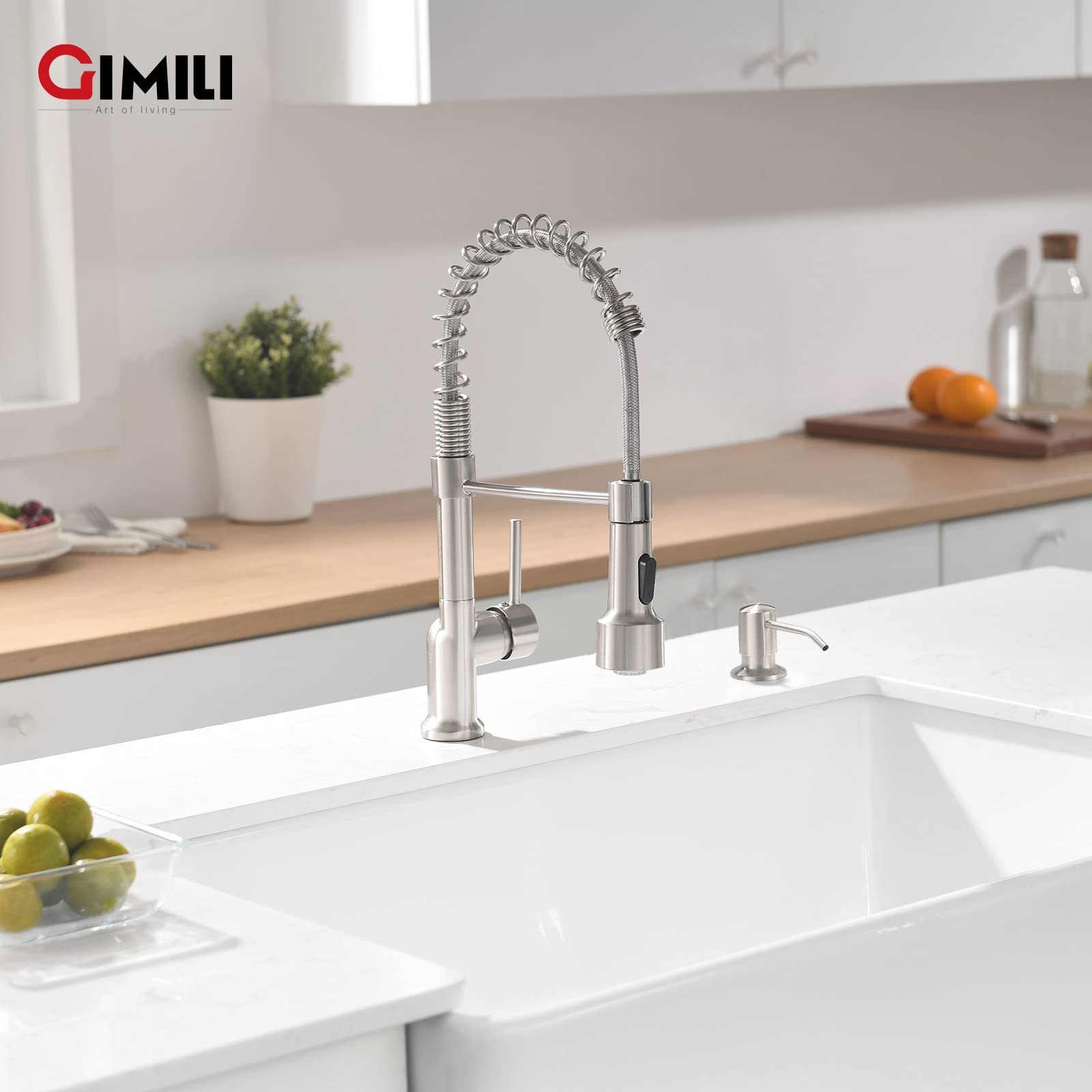Modern LED Kitchen Faucet with Pull Down Sprayer & Soap Dispenser - Perfect for Cooking & Cleaning