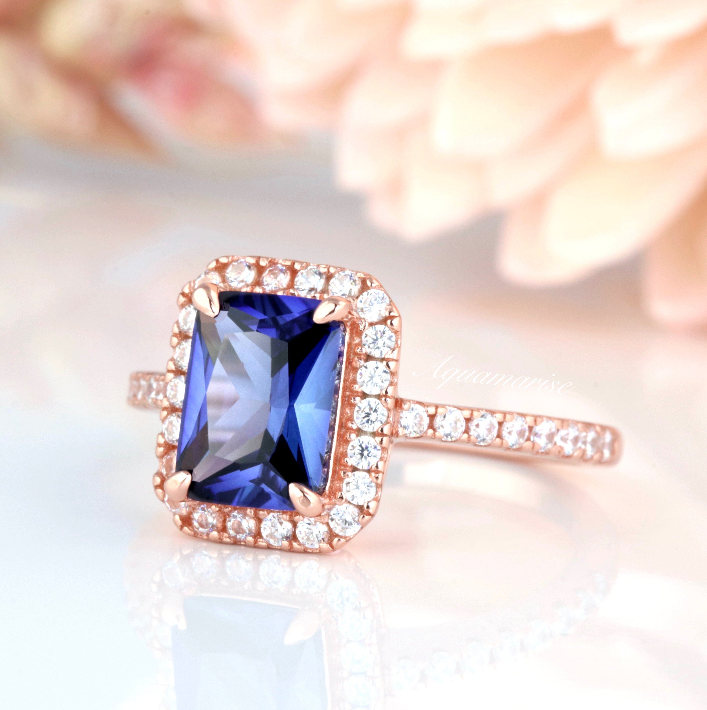 Exquisite 14K Rose Gold Vermeil Ceylon Sapphire Ring for Women | Elegant Jewelry Gift for Anniversary, Engagement & Special Occasions