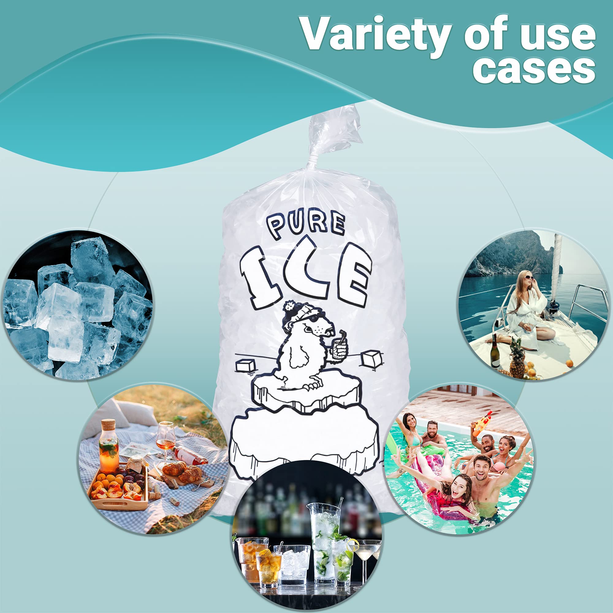 APQ 1000 Pack 11x22 Inch Plain Top Ice Bags with Twist Ties - 1.5 Mil Thick BPA Free Food Grade Safe Plastic - Perfect for Party Drinks, Commercial Ice Storage & Food Preservation