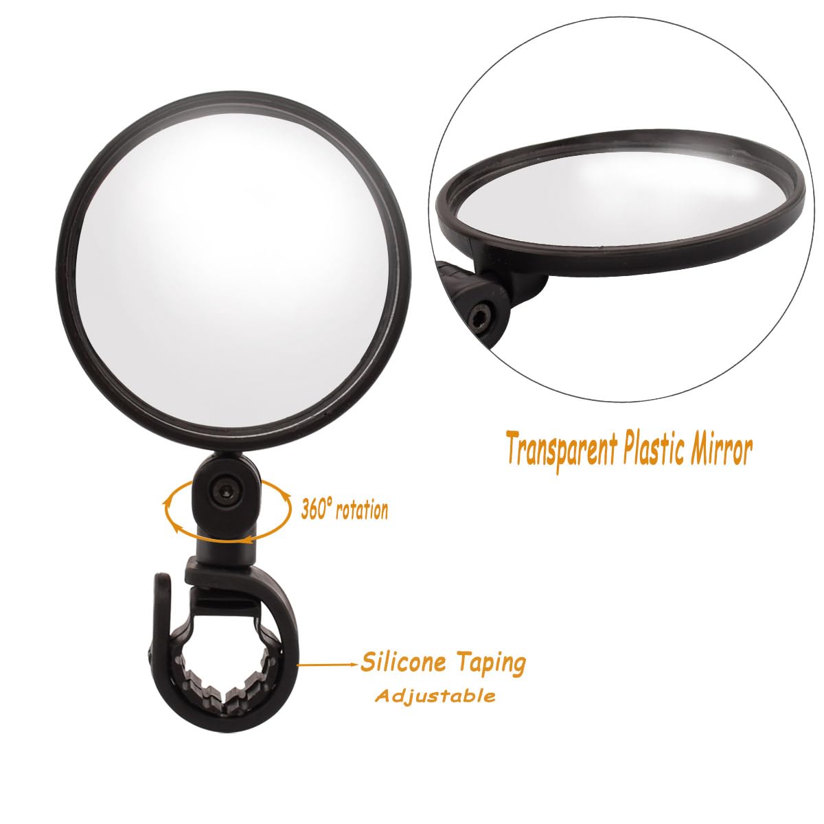 Best Bike Mirror - Rotatable Handlebar Rear View Mirror, Foldable Convex Safety Reflector for Cycling - Perfect for Commuting, Mountain Biking & Road Safety