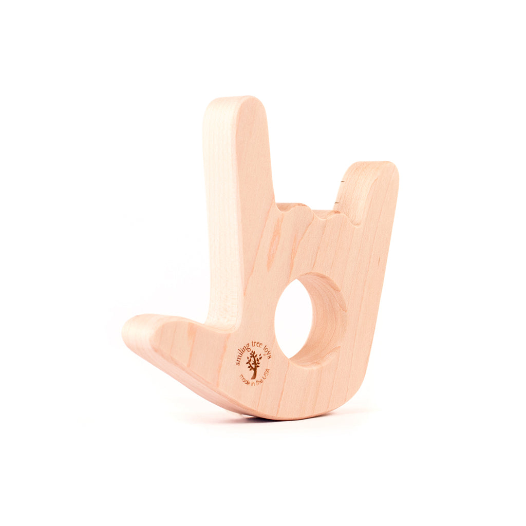 ASL I Love You Wooden Teether for Babies - Natural & Safe Teething Toy for Infants - Perfect Baby Shower Gift & Soothing Chew Toy for Toddlers