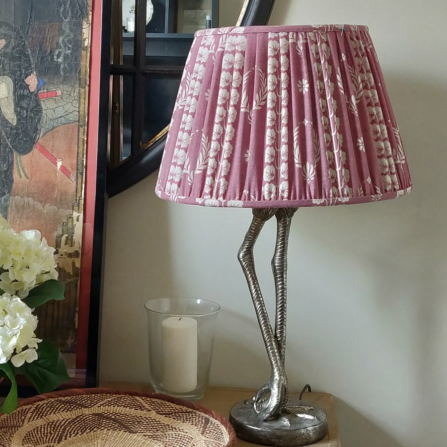 Elegant Pleated Drum Lampshade in Couronne Damson Pink - Perfect for Bedroom, Living Room & Nursery Decor
