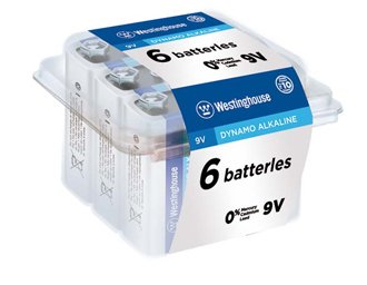 Westinghouse 9V Alkaline Batteries 6-Pack - Long-Lasting Power for Smoke Detectors, Toys & Electronics