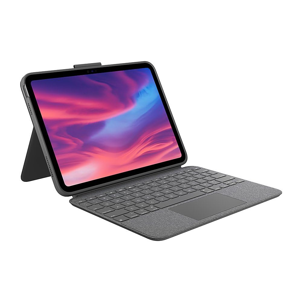 Logitech Combo Touch Detachable Keyboard Case for iPad 10th Generation (2022) - Oxford Grey (Renewed) | Slim Protective Cover with Trackpad for Work & Study