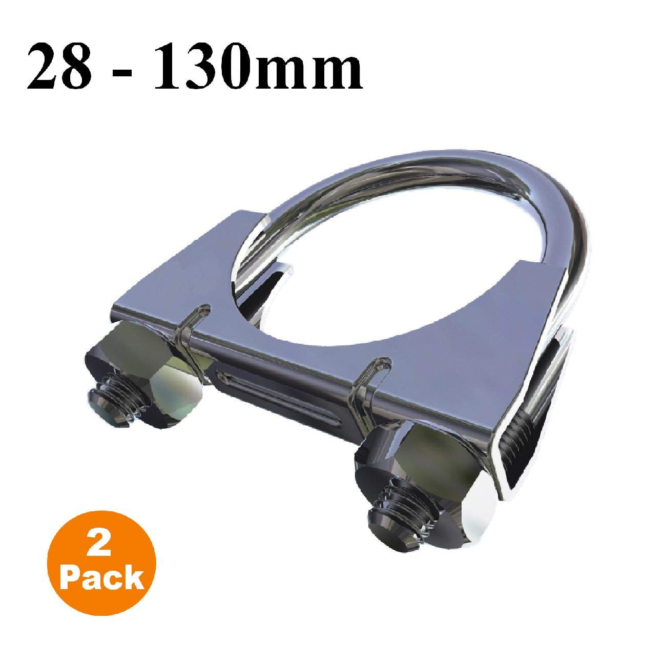2 Pack Heavy Duty Universal U Bolt Clamps - 41mm Exhaust Pipe Clamp for TV Aerial, Auto Muffler & Plumbing - Perfect for Car Repair, Home Improvement & DIY Projects