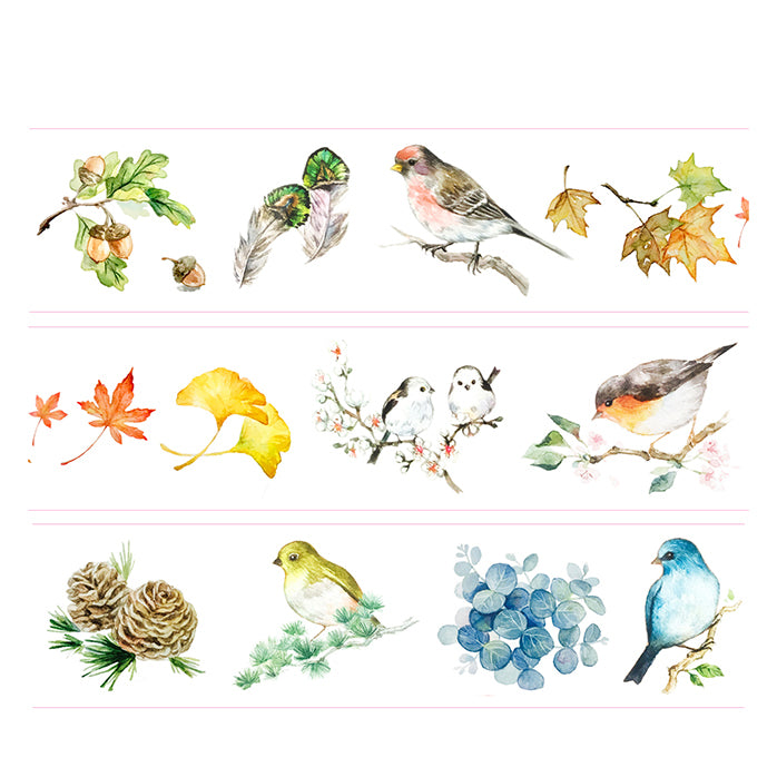 Decorative Washi Tape Set - Autumn Leaves, Acorns, Ginkgo & Pine Cone Designs for Scrapbooking, Journaling, DIY Crafts & Home Decor