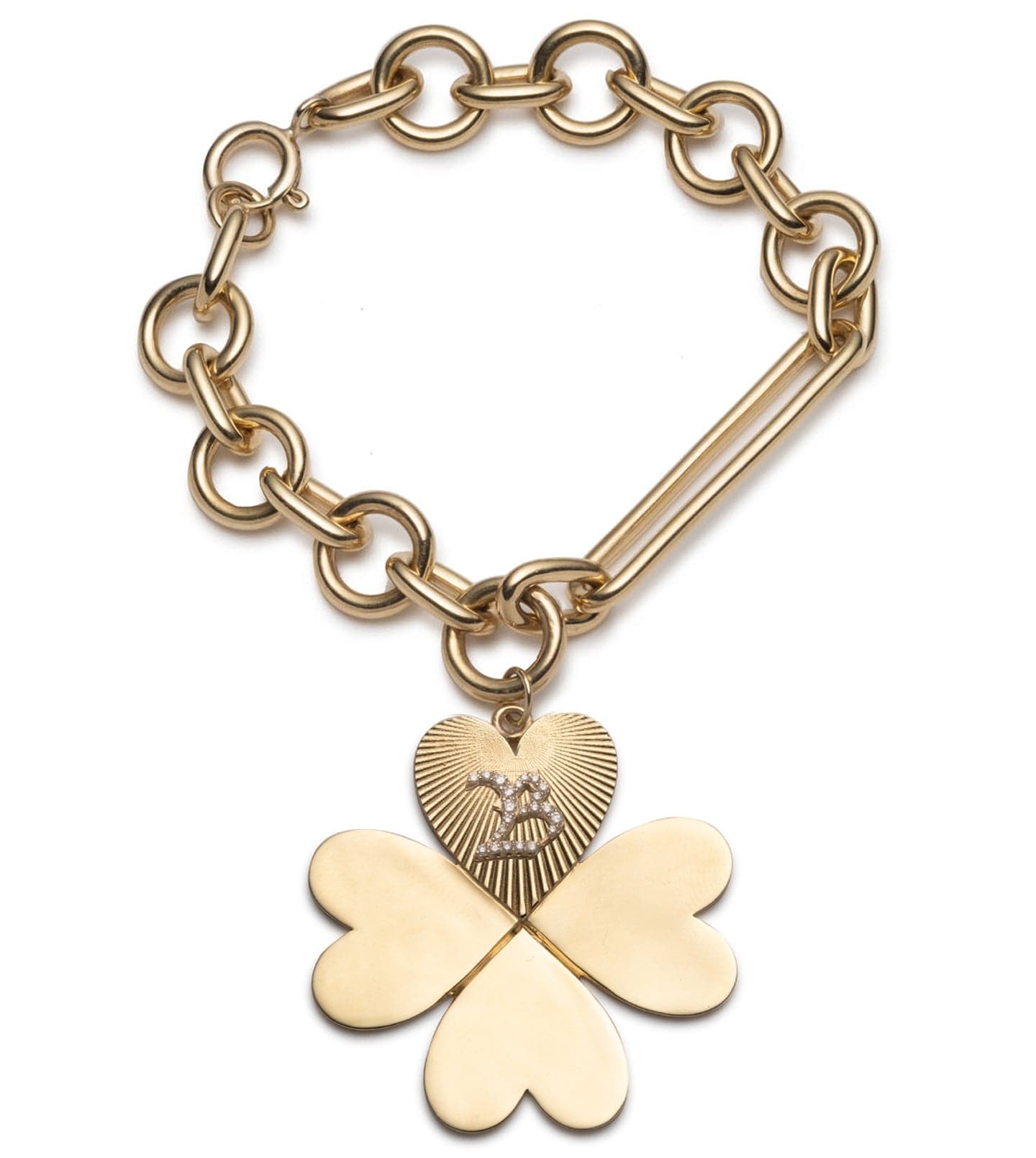 Custom Oversized Clover Charm Bracelet with Mixed Beads - Adjustable Fashion Jewelry for Women, Gift for St. Patrick's Day, Birthday & Everyday Wear