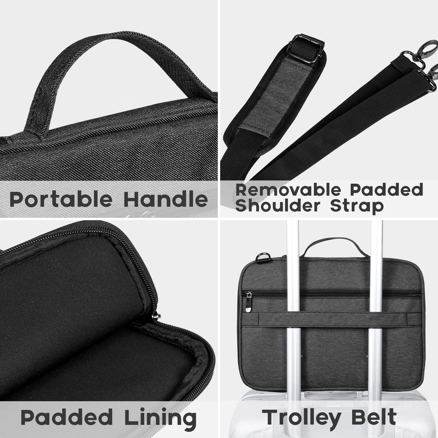 BERTASCHE 13.3 Inch Laptop Sleeve Bag for MacBook Air/Pro & Surface Pro 7/8/X - Padded Protective Case with Adjustable Strap & Charger Pocket - Perfect for Work, Travel & School
