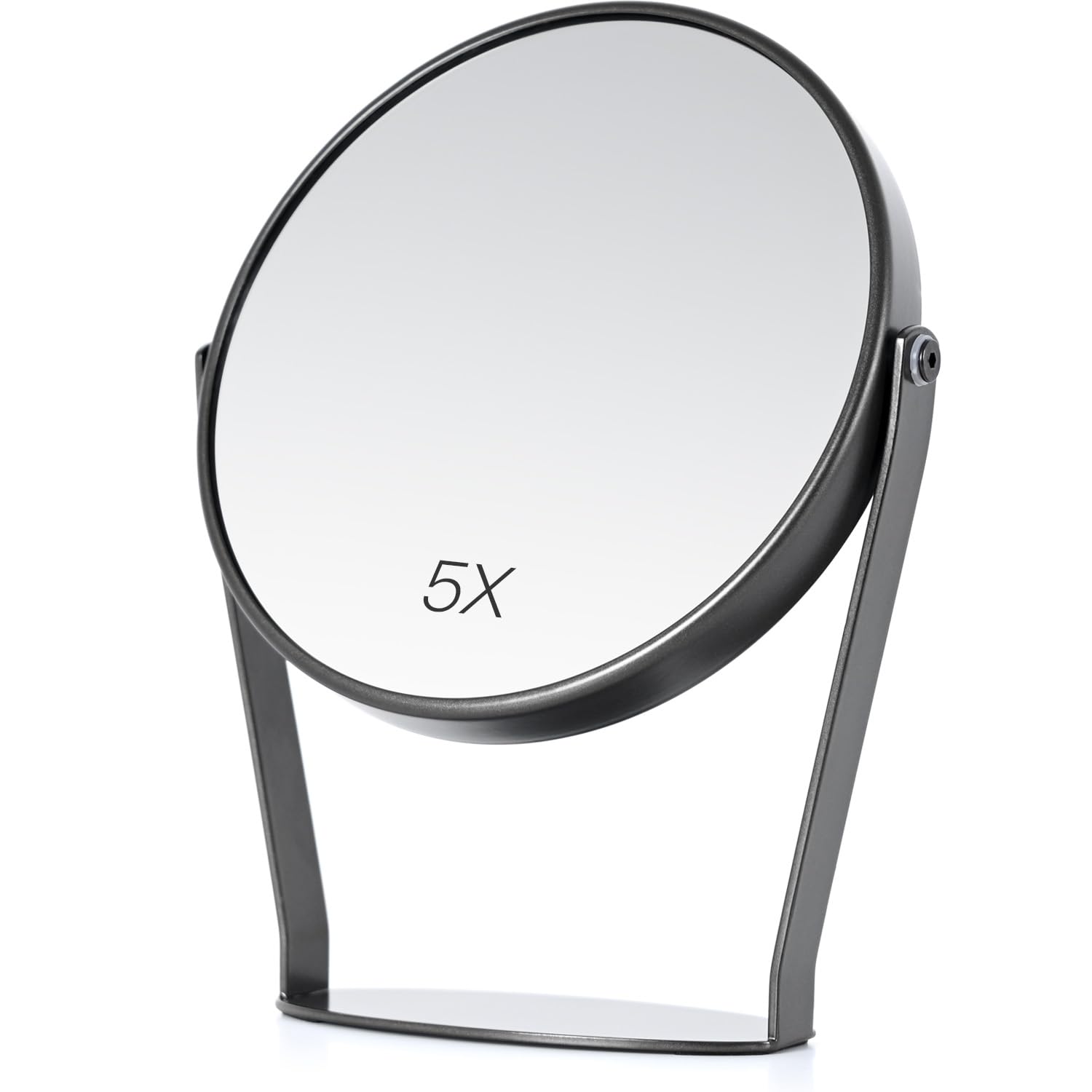 5X Magnifying Makeup Mirror with Light, 6 Inch Double Sided Vanity Mirror - 1X/5X Magnification, Adjustable Black Metal Tabletop Mirror for Makeup, Skincare, Shaving & Grooming - Perfect for Bathroom, Bedroom & Dressing Table