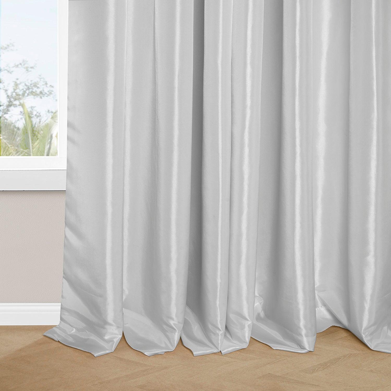 Premium Eggshell French Pleat Faux Silk Taffeta Blackout Curtains - Noise Reducing & Thermal Insulated Window Treatments for Bedroom, Living Room & Home Theater