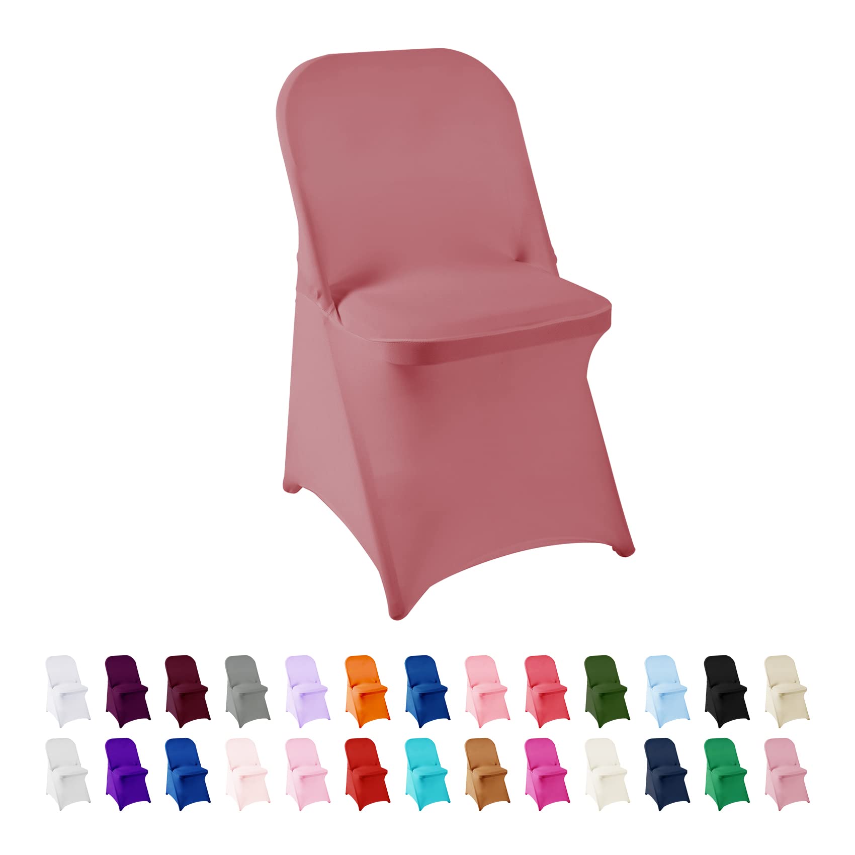 25PCS Spandex Stretch Chair Covers - Washable & Removable Folding Chair Protectors for Living Room, Party, Banquet, Wedding, Hotel Events (Dusty Pink) | Perfect for Home Decor, Event Seating & Furniture Protection