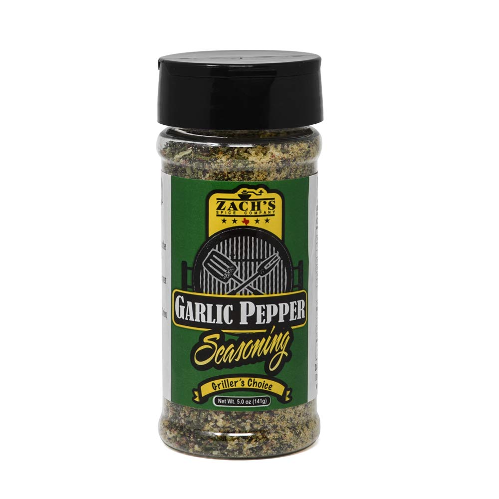 Zach's Premium Garlic Pepper Seasoning 5 oz | All-Natural Spice Blend for Cooking | Perfect for Grilling, Roasting & Seasoning Meats