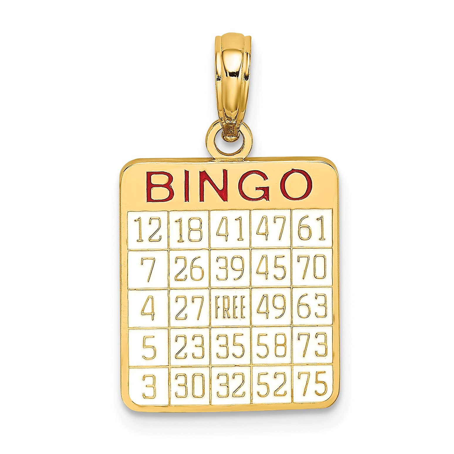 14K Solid Yellow Gold Bingo Playing Cards Pendant Necklace - Elegant Casino-Themed Jewelry for Women | Perfect Gift for Bingo Lovers & Gambling Enthusiasts