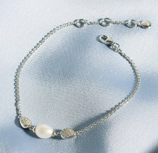 Coast Pebble Pavé Pearl Bracelet for Women - Elegant Beaded Jewelry for Beach Wedding, Party & Everyday Wear