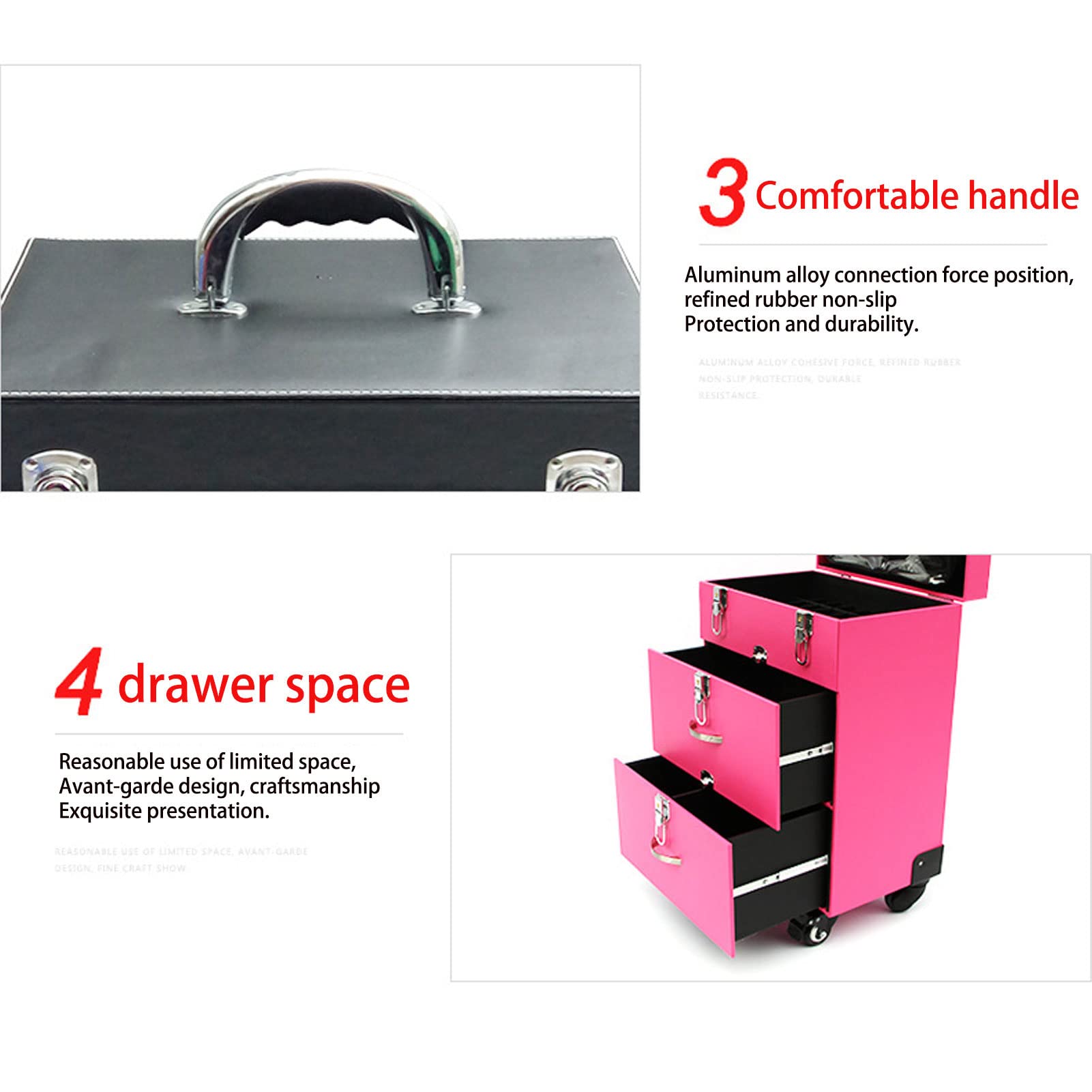 Portable Rolling Makeup Case with Lock - Large Wheeled Vanity Organizer for Travel & Professional Use | Beauty Studio Storage & Travel Cosmetic Case for Makeup Artists & On-the-Go Touchups