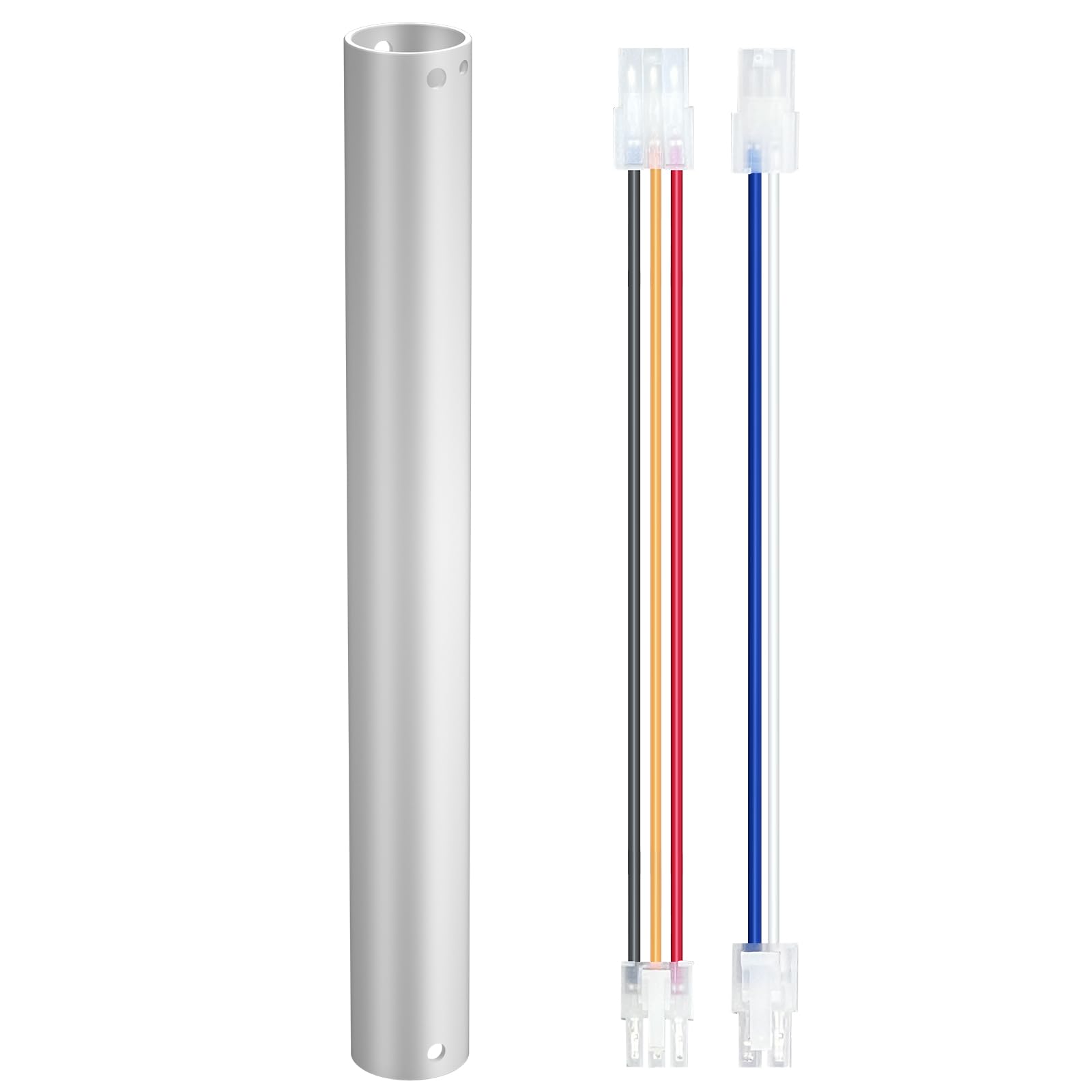 24 Inch Ceiling Fan Extension Downrod with Wires - Replacement Parts for Ceiling Fans - Polished Matte White Finish - Perfect for High Ceilings, Living Rooms & Bedrooms