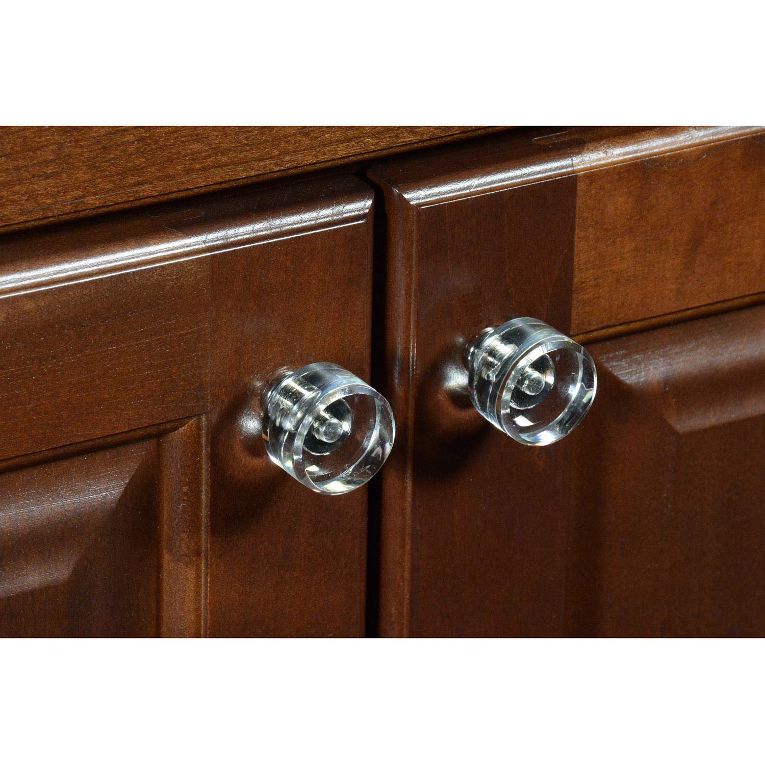 CKP #G-100 Elegant Clear Glass Cabinet Knobs with Polished Nickel Base - Set of 10 - Perfect for Kitchen Cabinets, Dressers & Home Decor