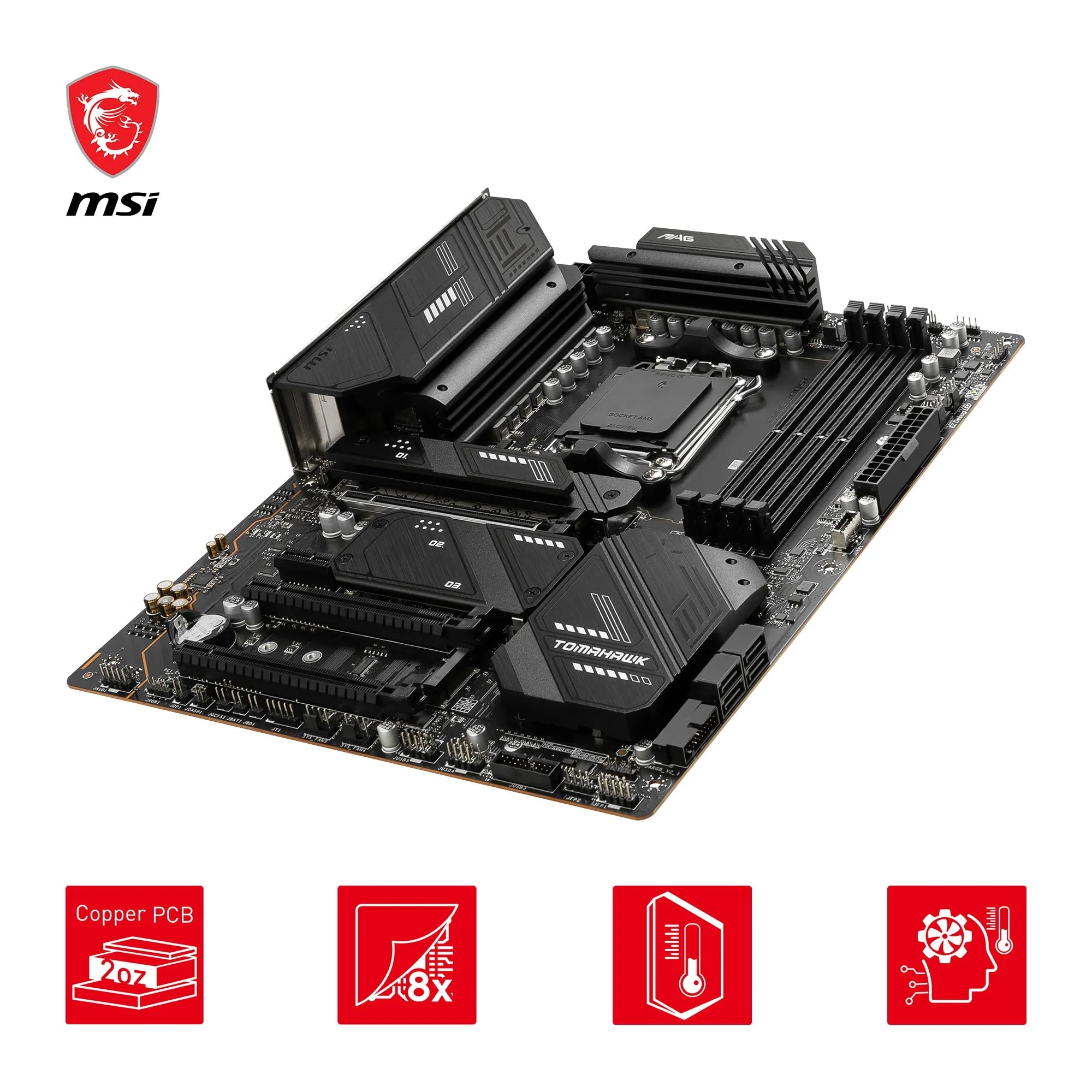 MSI MAG X670E Tomahawk WiFi ATX Gaming Motherboard - Supports AMD Ryzen 7000 Series Processors, AM5 Socket, 80A SPS VRM, DDR5 6600+MHz/OC, PCIe 5.0 x16, M.2 Gen5, Wi-Fi 6E - Perfect for High-End Gaming PCs and Content Creation Workstations