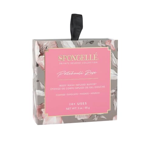 Spongelle Patchouli Rose Body Wash Infused Exfoliating Buffer - Luxurious Shower Sponge for Smooth Skin, Perfect for Spa Day & Gift Giving