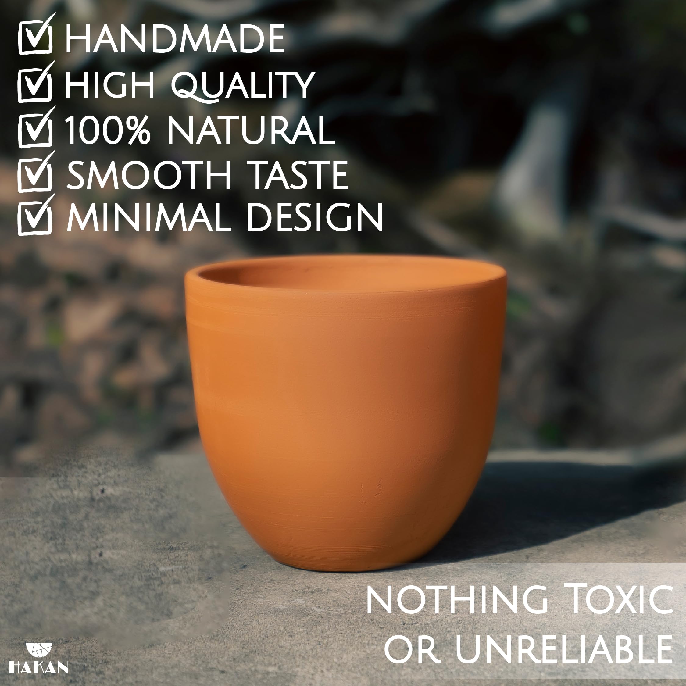Handmade Hakan Kapadokya 16.9 oz Pottery Mug Set of 4 - Unglazed Clay Cups for Coffee, Tea & Beverages - Earthenware Flower Pots & Decorative Bowls - Perfect for Home Decor, Gifts & Rustic Kitchen Use