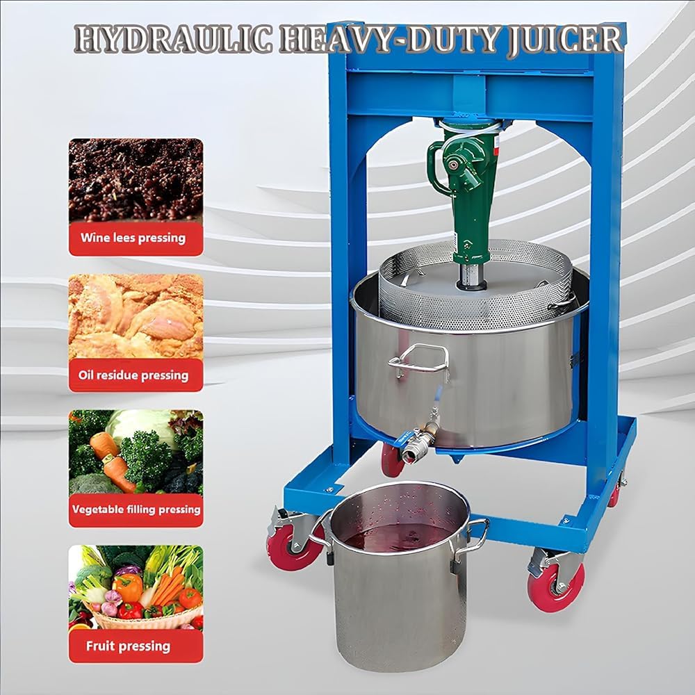2.1 Gallon (8L) Hydraulic Fruit Press - 2 Ton Stainless Steel Apple Grape Wine Cider Juice Press for Home Brewing & Winemaking