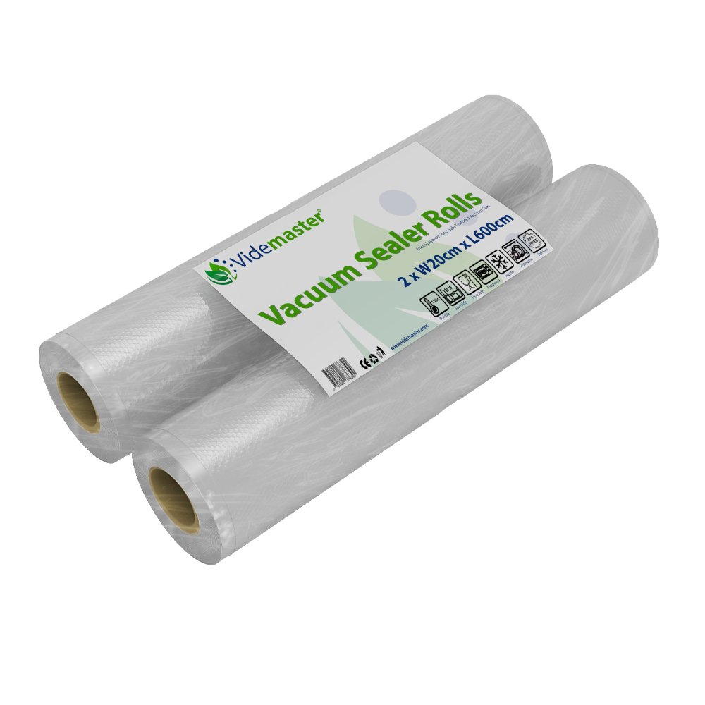 2 Pack - 20cm x 6m (12m Total) Vacuum Sealer Bags Rolls for Food Storage | Airtight Freezer Safe | Perfect for Meal Prep, Sous Vide & Long-Term Food Preservation