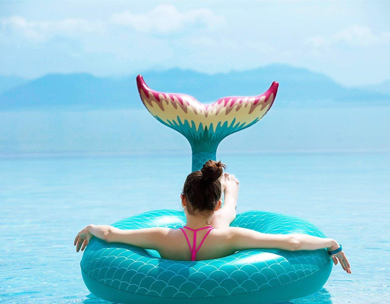 **Premium Giant Inflatable Mermaid Tail Pool Float - Quick-Fill Valves for Summer, Beach & Pool Parties - Fun Lounge Raft Decor for Adults & Kids - Perfect for Poolside Relaxation & Themed Parties**