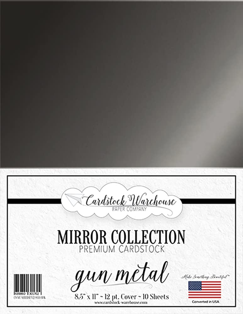 Premium Reflective Cardstock - Gun Metal Gray - 8.5 x 11 Inches - 12 Pt. / 270 GSM - 10 Sheets for DIY Crafts, Scrapbooking, Invitations & Home Decor